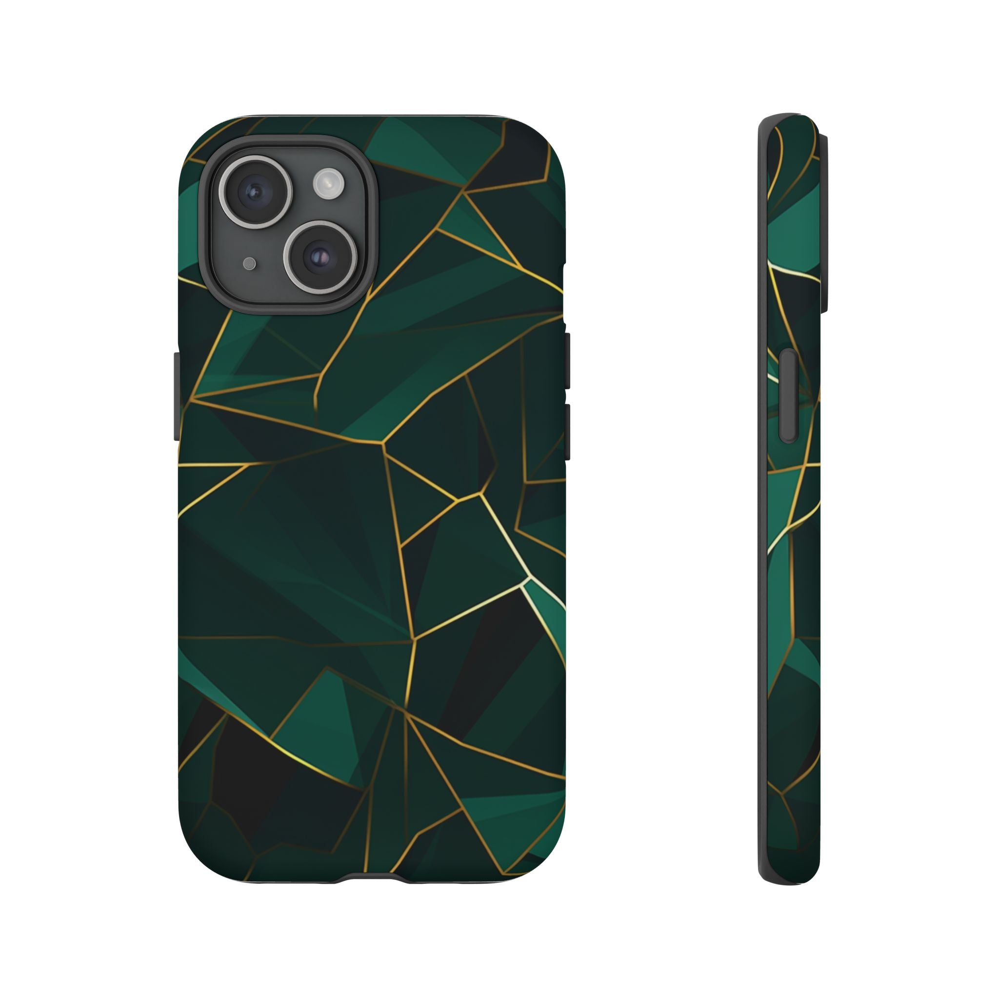 Emerald Veil - Geometric Luxe Phone Case iPhone 15 Matte