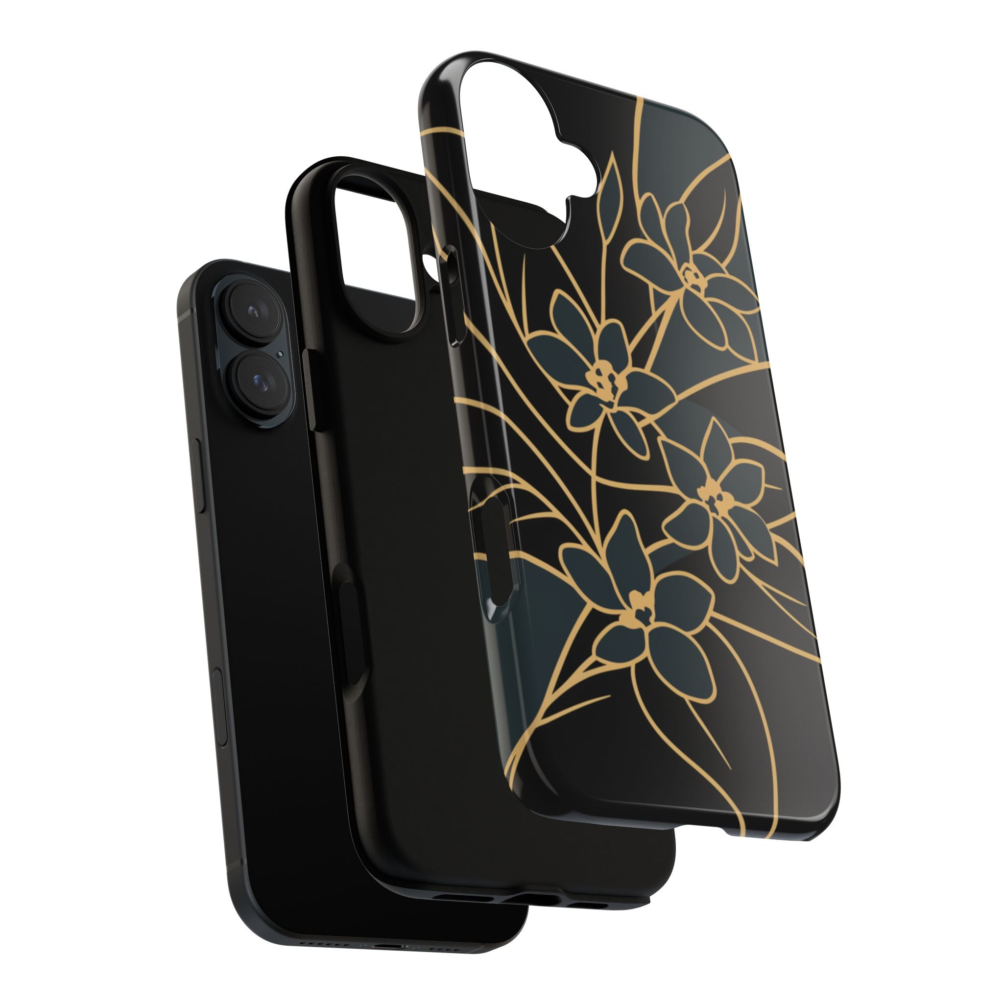 Golden Bloom - Elegant Floral Line Art Phone Case