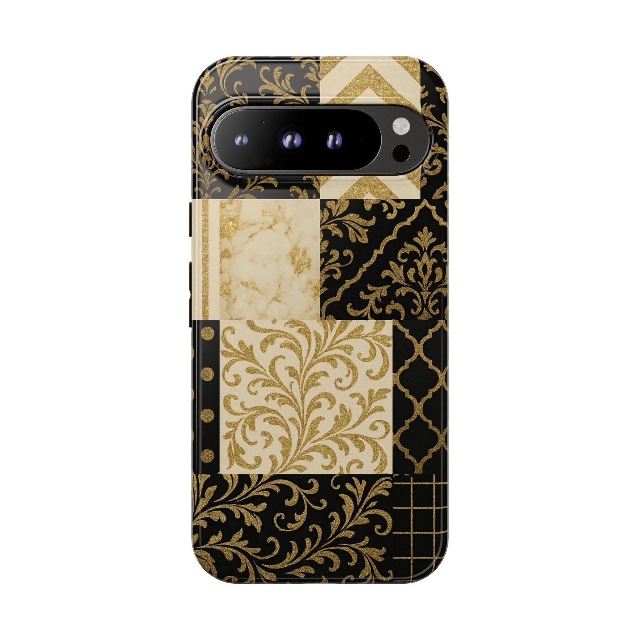 Phone Case, Luxury Black and Gold Festive Design for Christmas Gift, Holiday Decor, Tough Cases, Winter Celebration, Elegant iPhone Cover Google Pixel 9 Pro XL Glossy