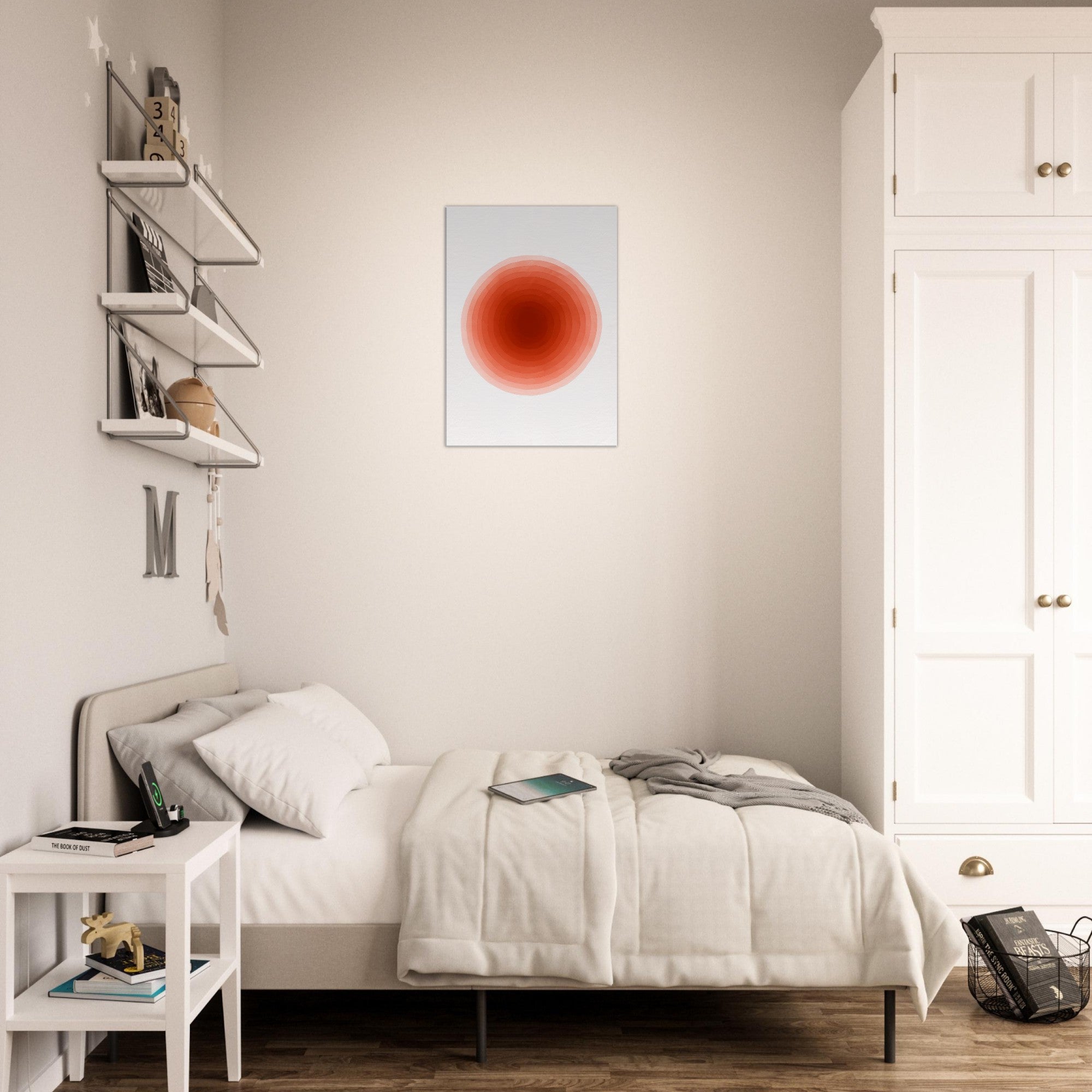 Crimson Pulse – Abstract Red Watercolor Circle Print - Slim Canvas - Wall Art