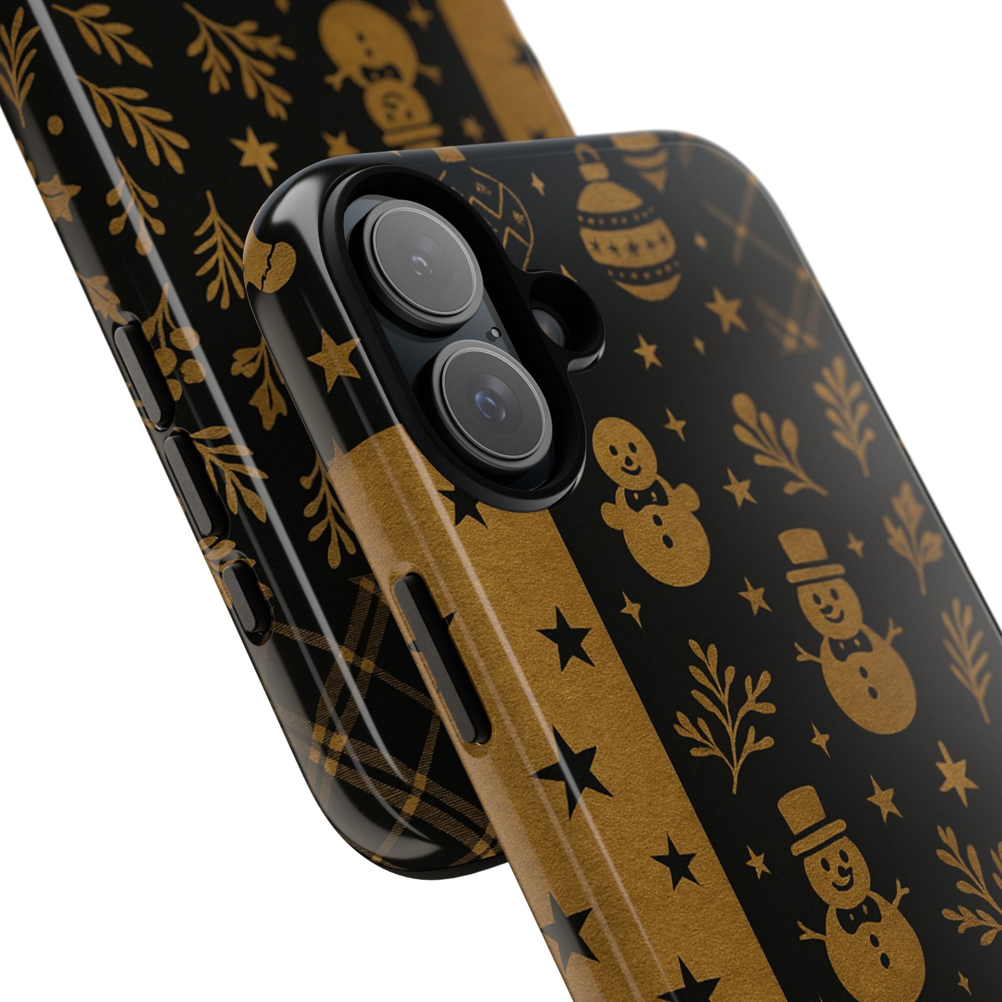 Black Festive Phone Case | Christmas Gift | Holiday Decor | Snowman Design | Tough Cases | Winter Celebration