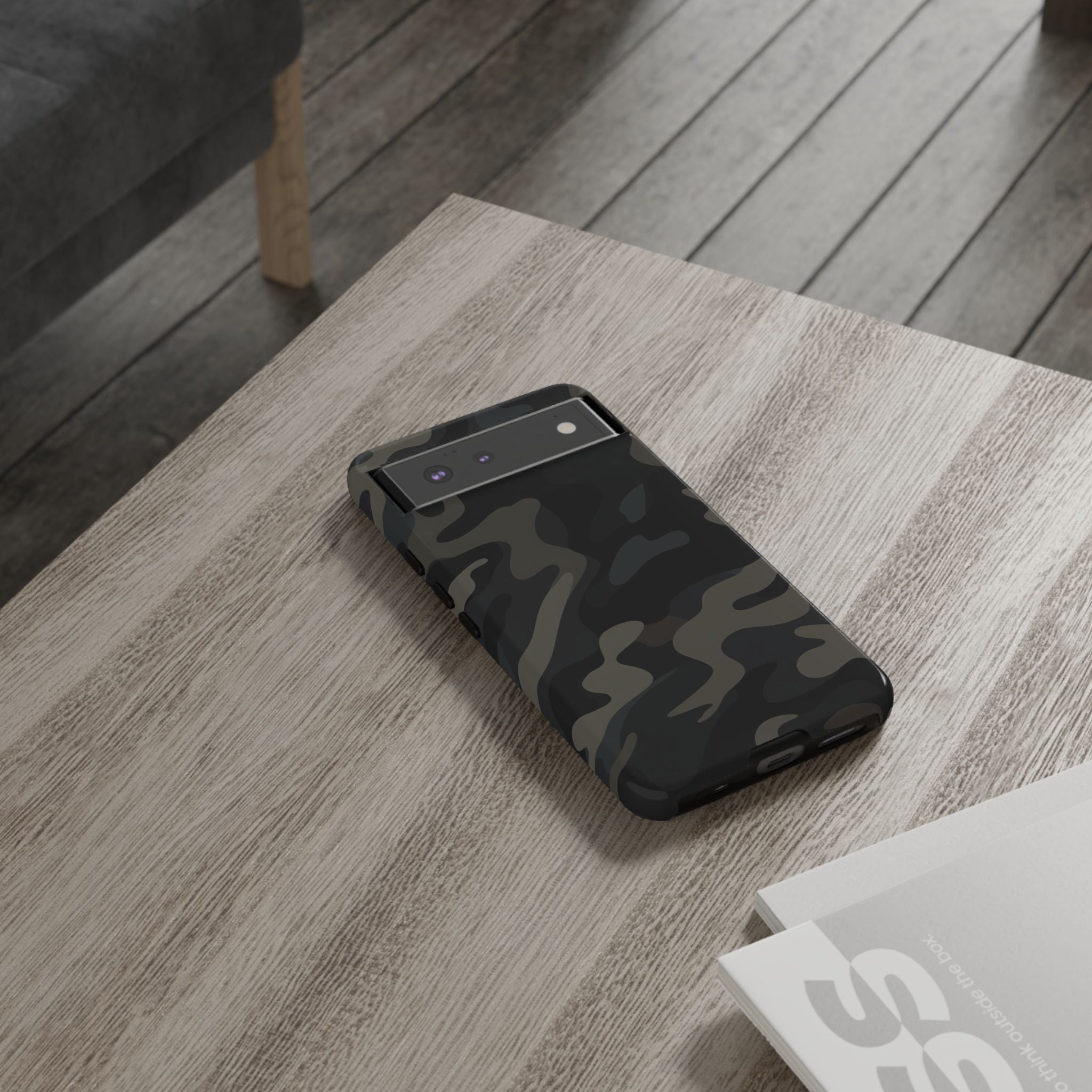 Black Camouflage Phone Case for iPhone, Samsung and Google Pixel