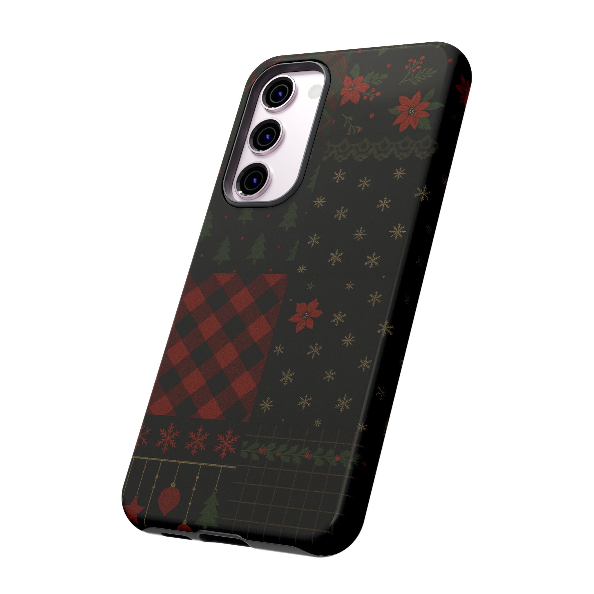 Black Festive Phone Case - Christmas Phone Cover - Tough Design