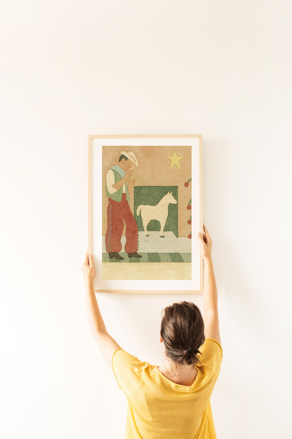 Desert Companion – Folk Art Cowboy and Horse Watercolor Poster