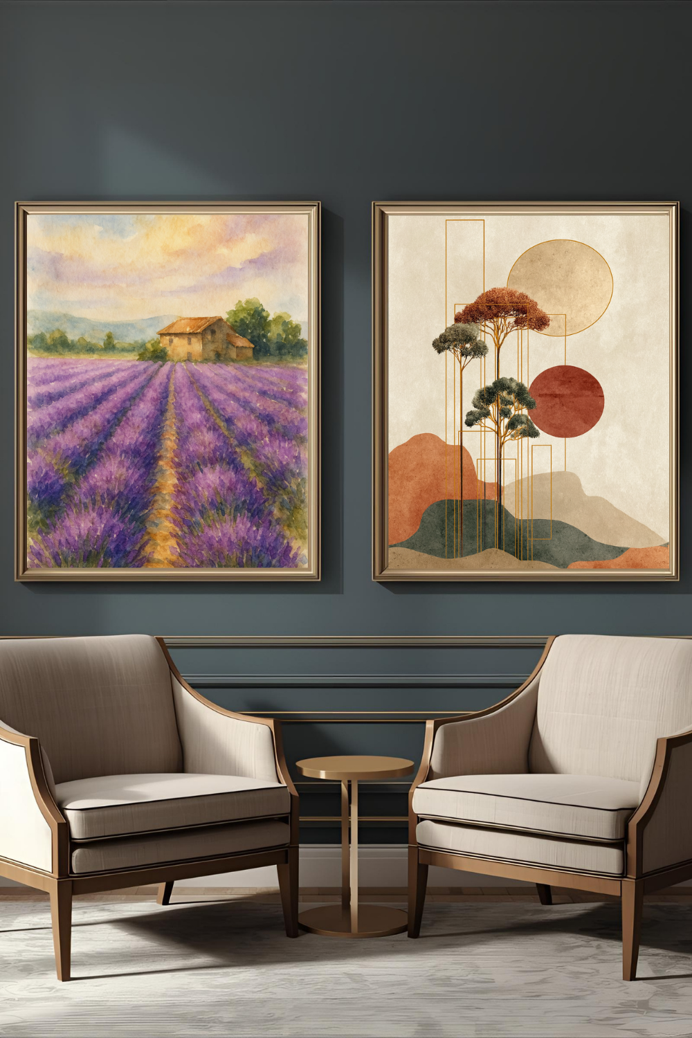 Lavender Fields Provence Watercolour Print - France Travel Wall Art