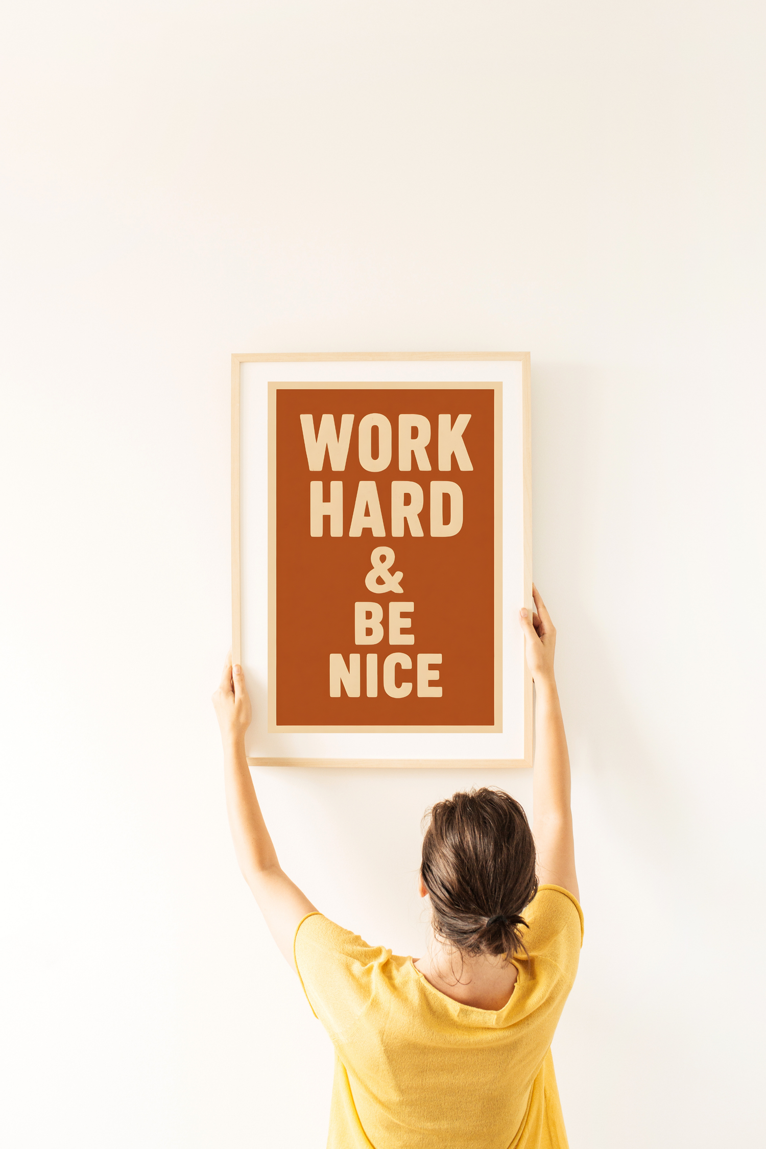 Work Hard Be Nice Poster - Watercolour Motivational Print | Office & Study Wall Art