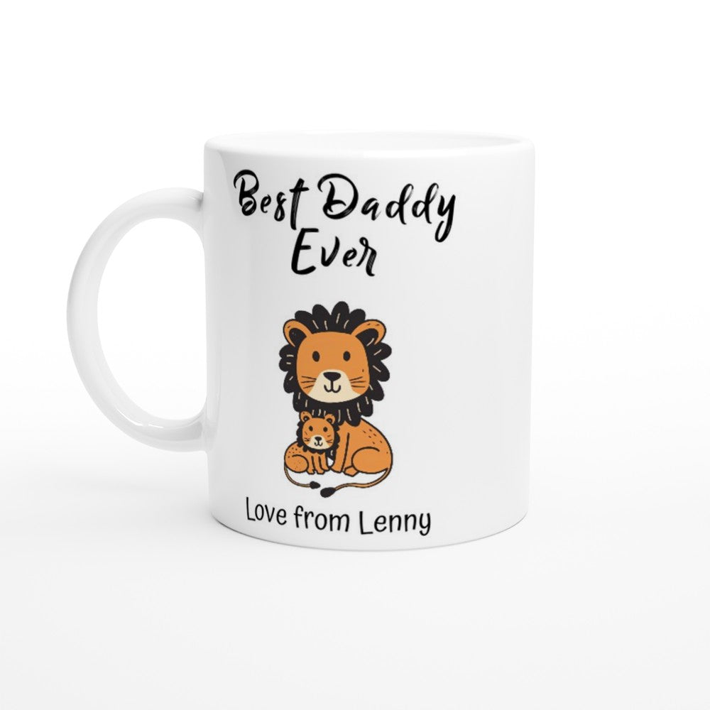 Personalized Lion Best Daddy Ever Mug, Lion Cub Cup,Fathers Day Gift, Coffee Mug, Tea Mug, White 11oz Ceramic Mug Default Title