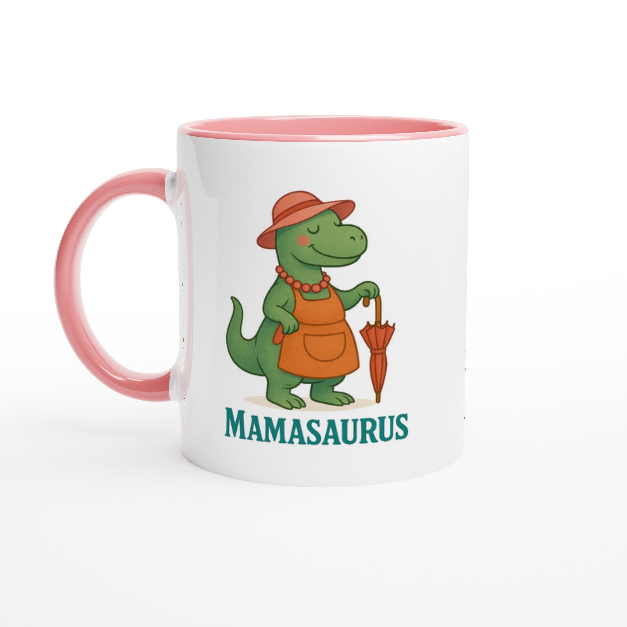Mamasaurus Mug - Cute Dinosaur Coffee Cup - Perfect Gift for Moms Ceramic Pink
