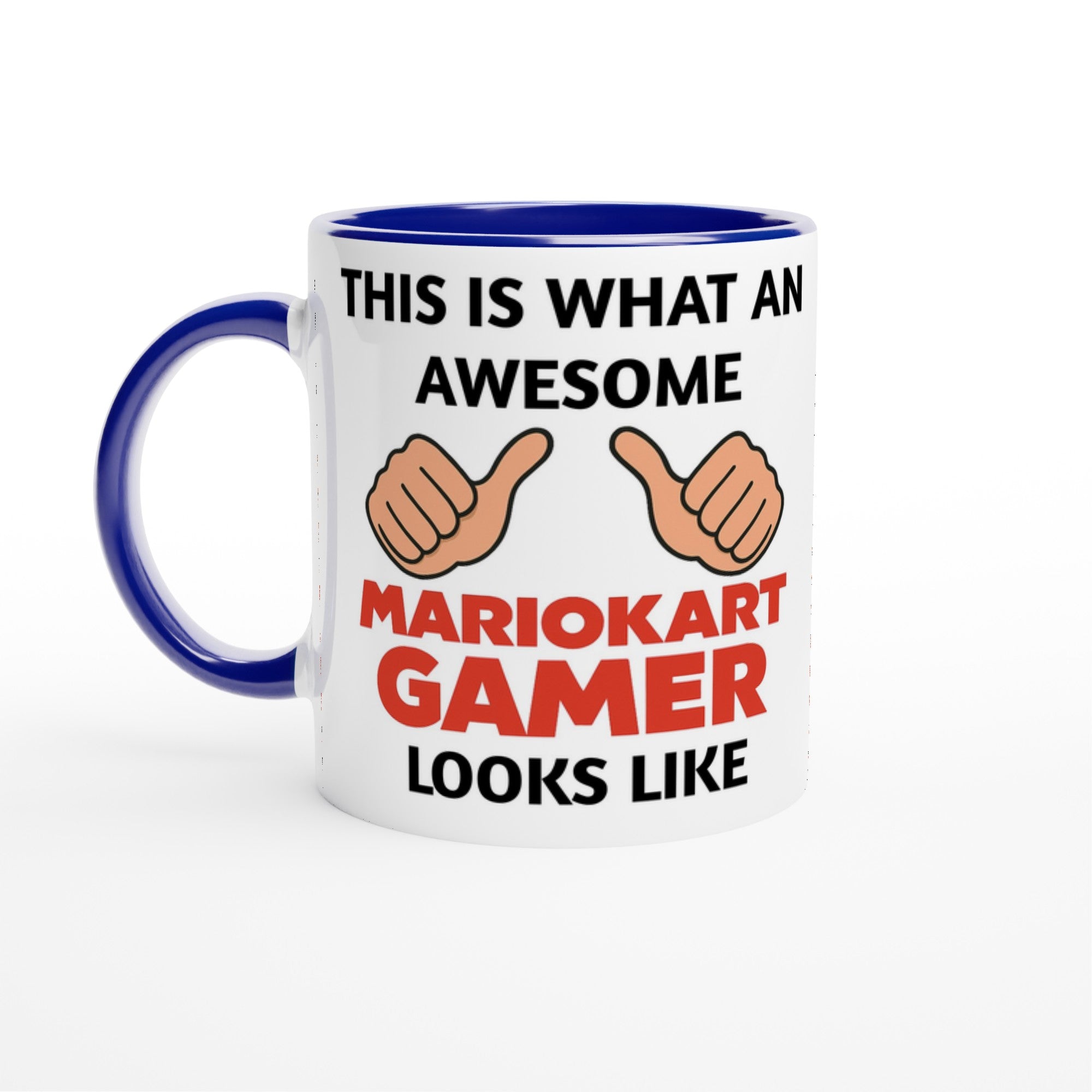 Mario Kart Gamer Mug – 11oz Coffee Cup Gift for Nintendo Fans Ceramic Blue