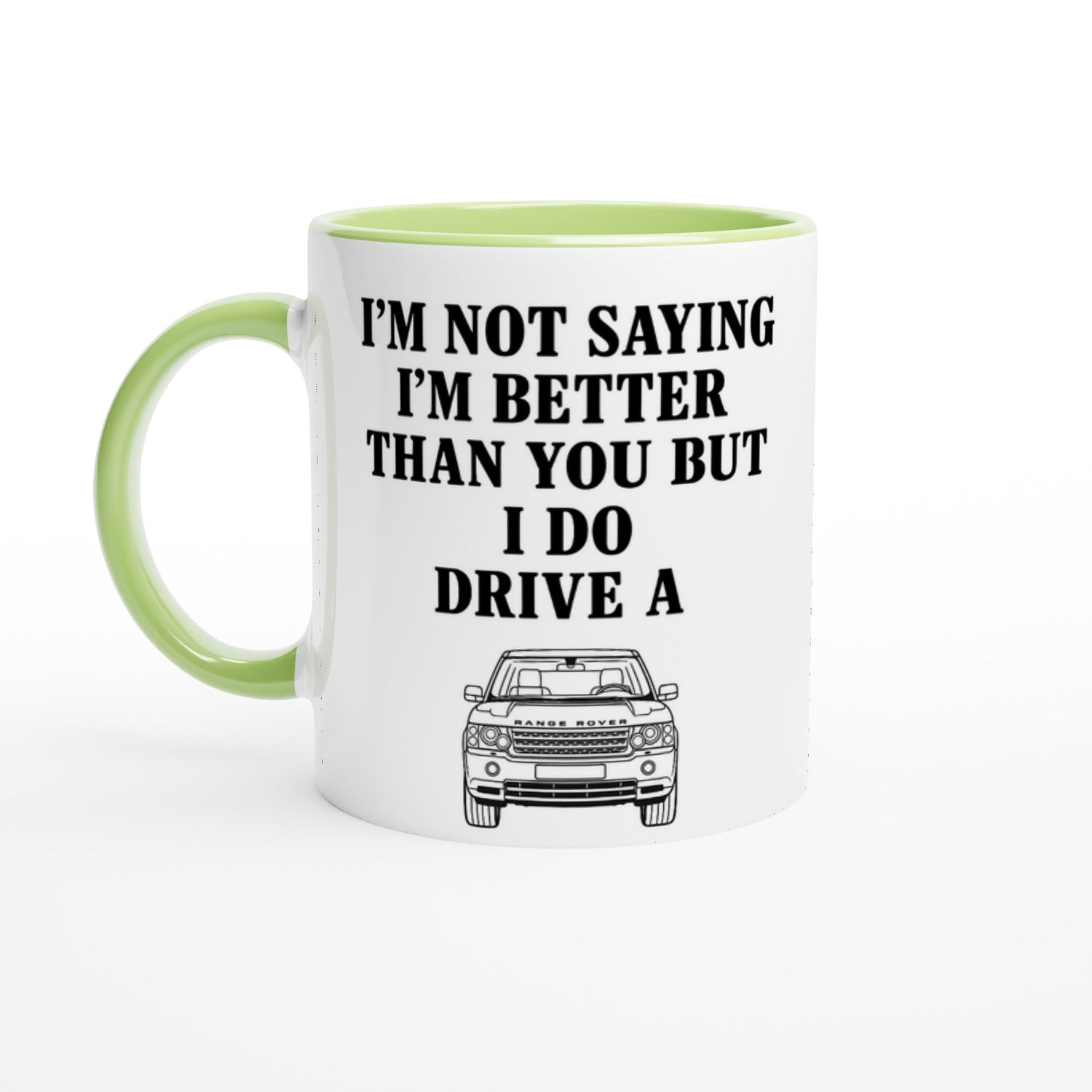 Funny Range Rover Mug – 11oz Luxury Car Driver Gift, Bold Statement Coffee Cup, Land Rover, Range Rover Lover Gift for Him or Her Ceramic Green