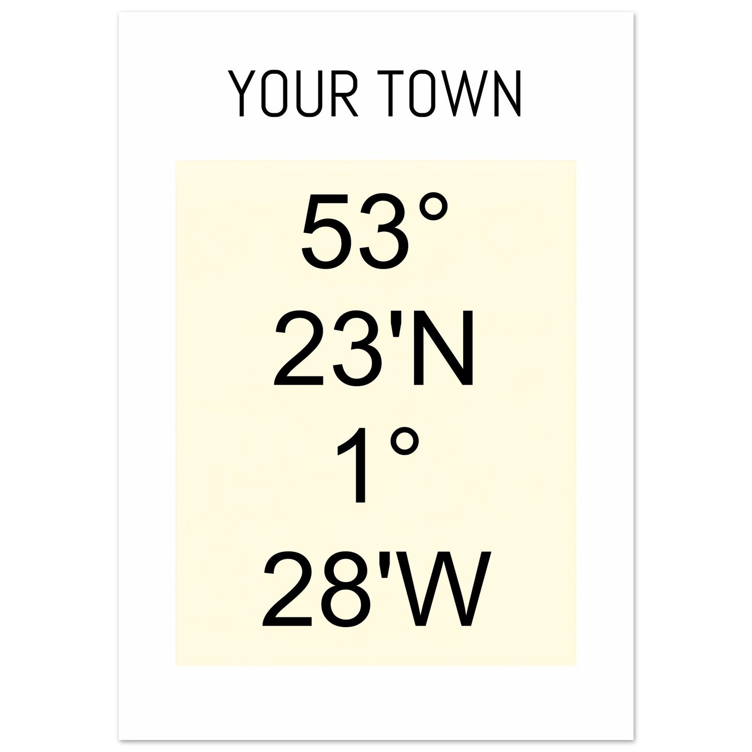 Personalized Map or Custom Location Coordinates Poster Print | Minimalist Unframed Wall Art Decor A3 A4 A5 21x29.7 cm 8x12" Beige and Black