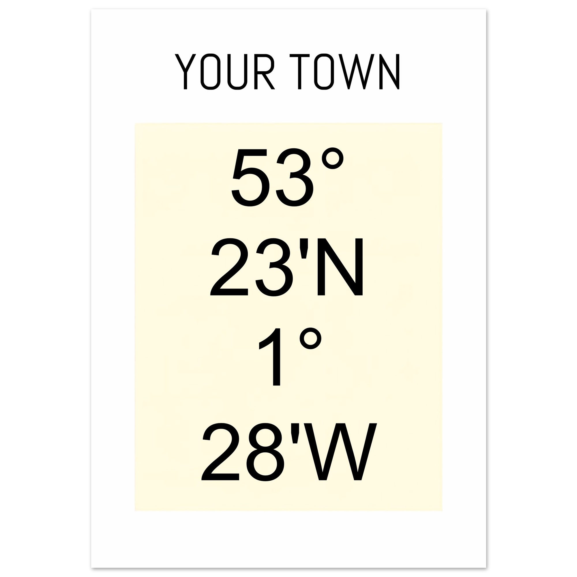 Personalized Map or Custom Location Coordinates Poster Print | Minimalist Unframed Wall Art Decor A3 A4 A5 21x29.7 cm 8x12" Beige and Black