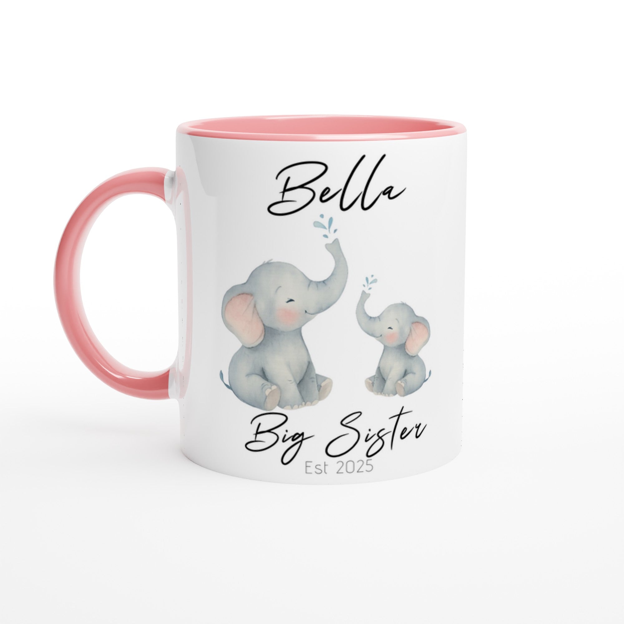 Big Sister Mug - Custom Pregnancy Announcement Gift - 11oz Ceramic Coffee Cup Ceramic Pink