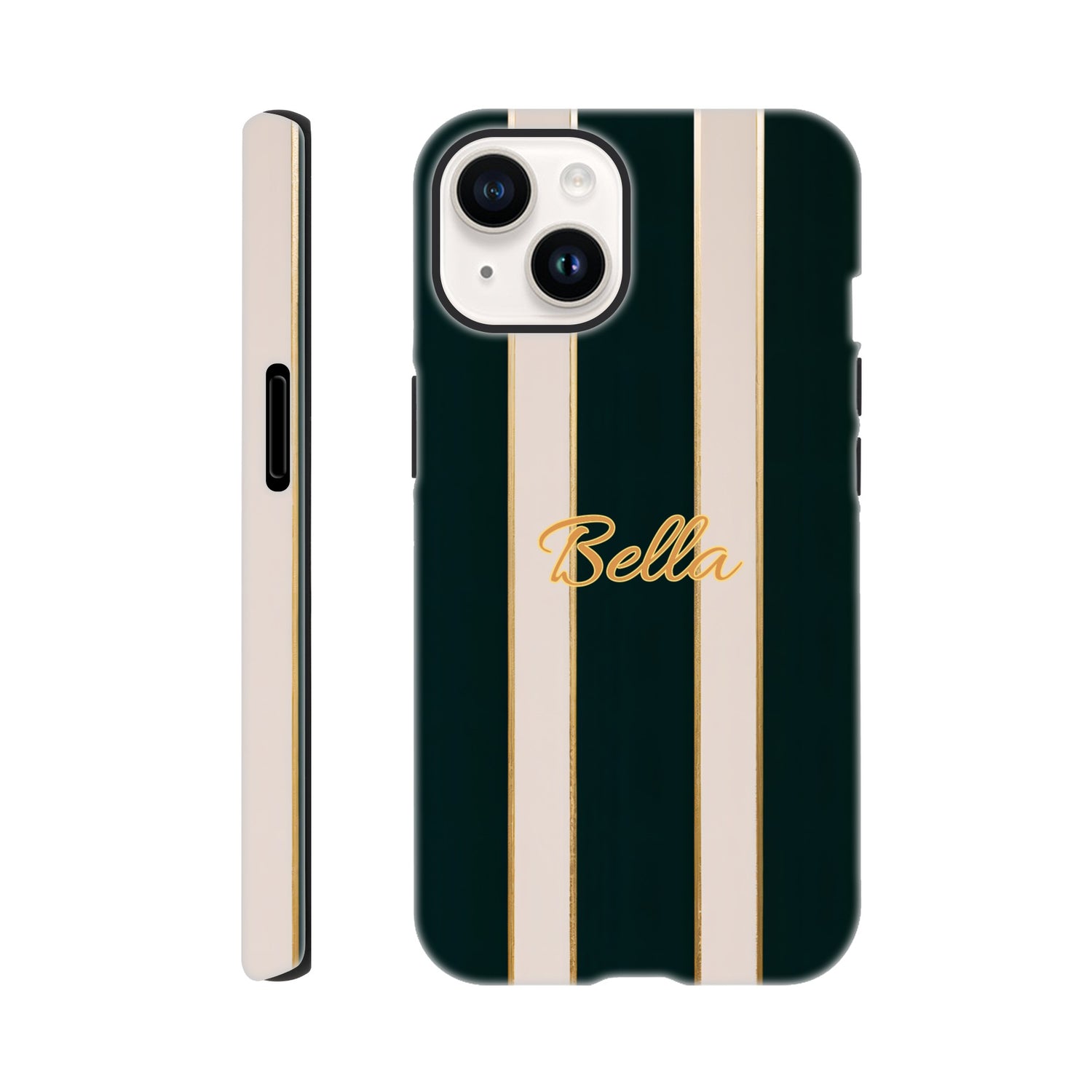 Elegant Striped Phone Case - Black & Cream Design with Gold Accents for iPhone & Samsung | Luxury Protection iPhone 14
