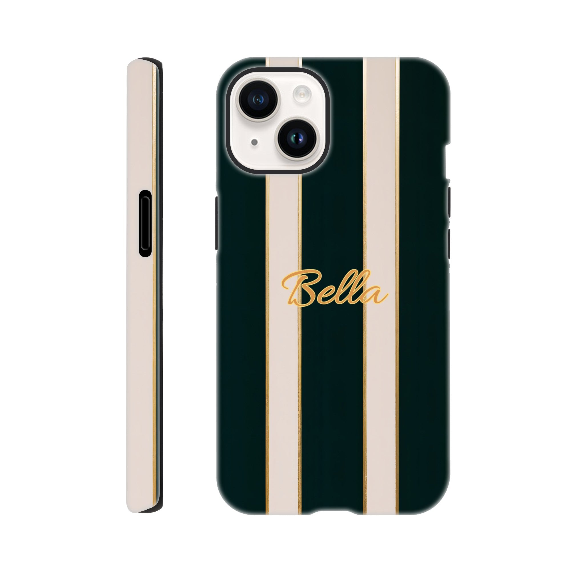 Elegant Striped Phone Case - Black & Cream Design with Gold Accents for iPhone & Samsung | Luxury Protection iPhone 14