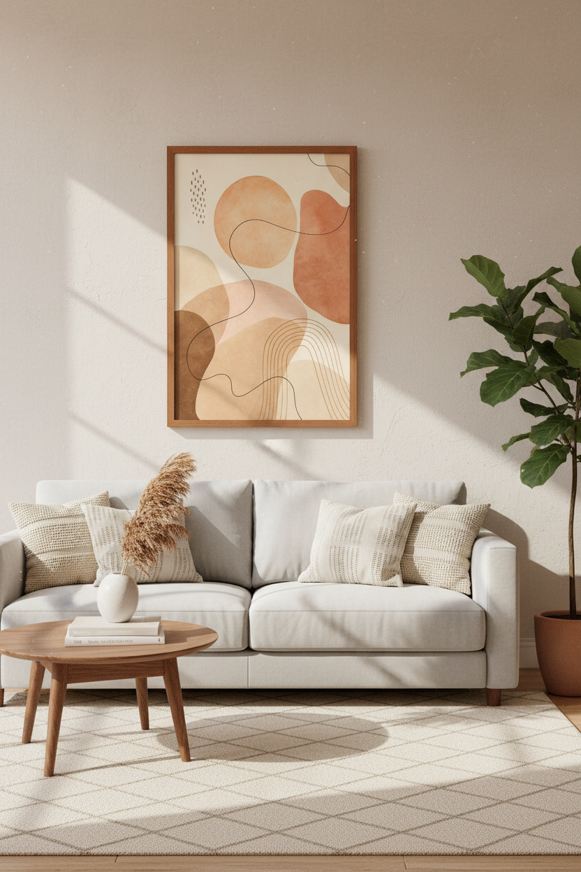 Abstract Boho Shapes Wall Art | Earth Tone Terracotta Print, Mid Century Poster