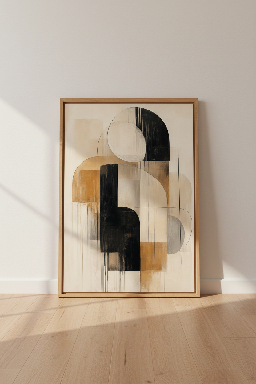 Abstract Neutral Wall Art Print | Modern Earth Tone Poster, Minimalist Living Room Decor