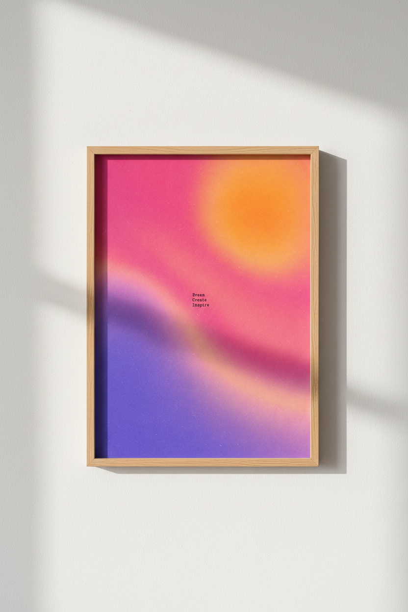 Aura Gradient Wall Art Print | Vibrant Pink Aesthetic Poster | Dorm & Office Decor