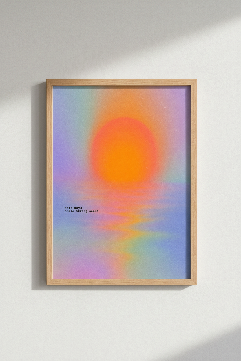 Aura Gradient Wall Art Print | Sunset Pastel Decor | Spiritual Sun Quote Poster