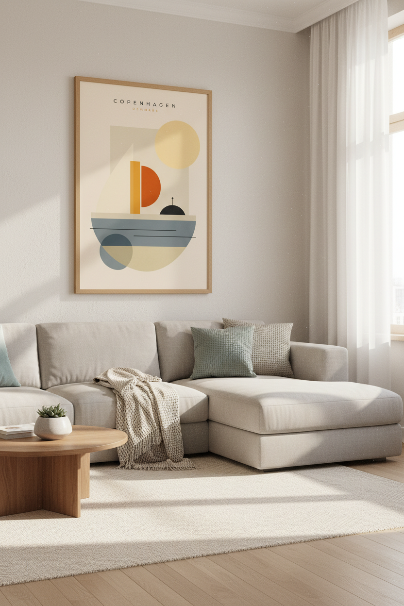 Copenhagen Denmark Wall Art Print | Minimalist Geometric Poster | Mid Century Modern Decor