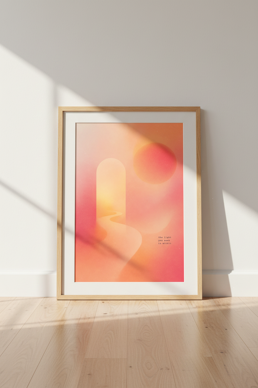 Aura Gradient Wall Art Print | Pink Peach Abstract Poster | Dreamy Spiritual Room Decor