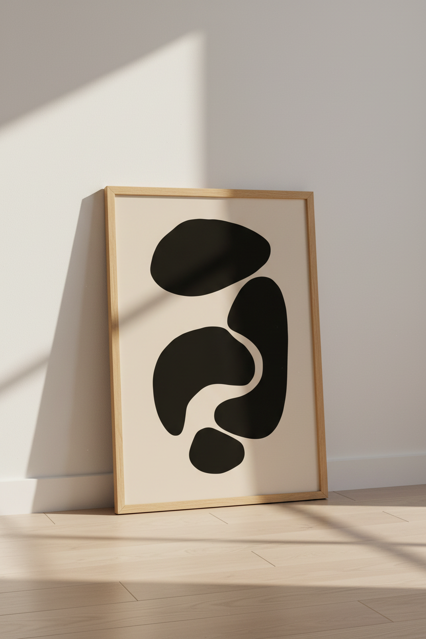 Minimalist Abstract Wall Art Print | Living Room Decor | Beige Calm Poster