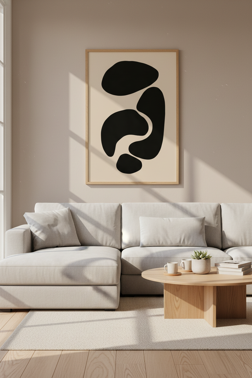 Minimalist Abstract Wall Art Print | Living Room Decor | Beige Calm Poster