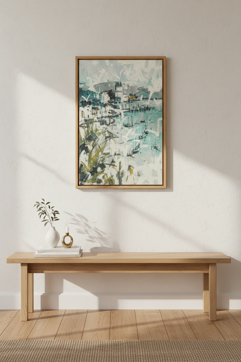 Abstract Harbor Wall Art Print | Living Room Decor | Nautical Poster