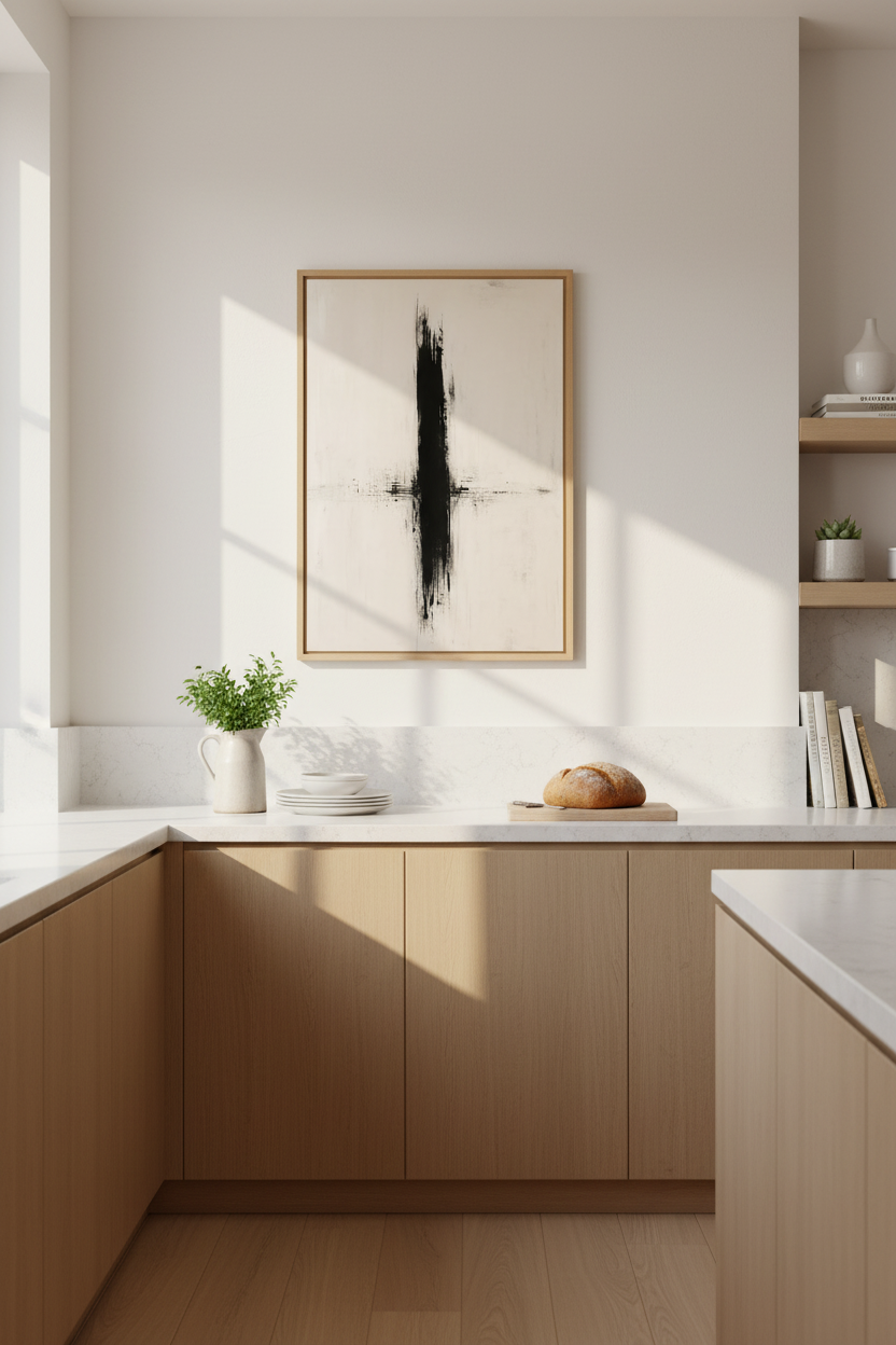 Zen Abstract Wall Art Print | Minimalist Black Brushstroke, Modern Japandi Poster