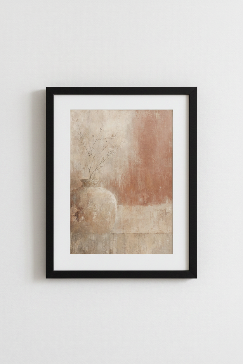 Rustic Vase | Terracotta Earthy Neutral Wall Art, Minimalist BOHO Living Room Decor