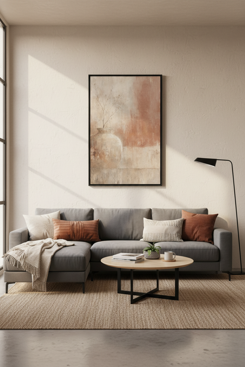Rustic Vase | Terracotta Earthy Neutral Wall Art, Minimalist BOHO Living Room Decor
