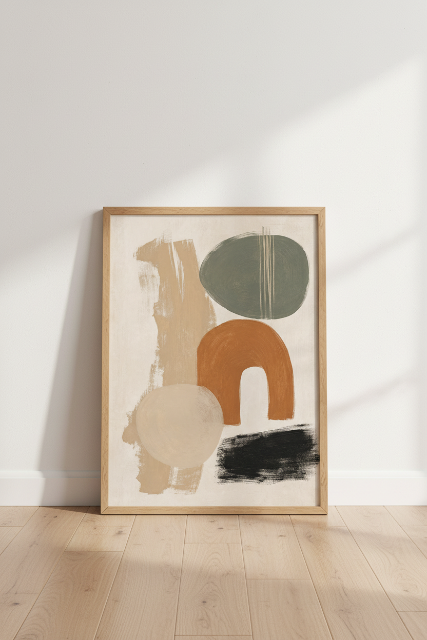 Earthy Abstract Wall Art Print | Modern Neutral Terracotta & Sage, Minimalist Poster