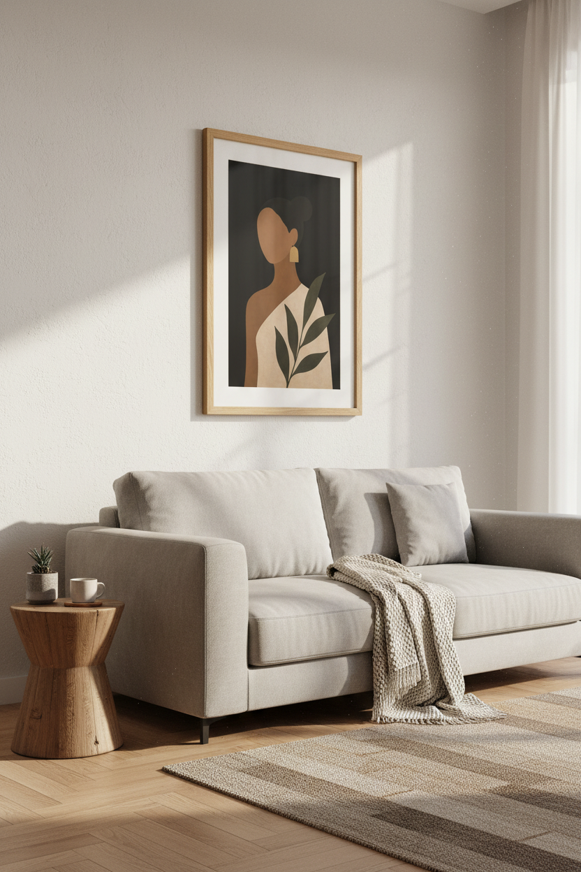 Minimalist Portrait Wall Art Print | Living Room Decor | Earthy Poster
