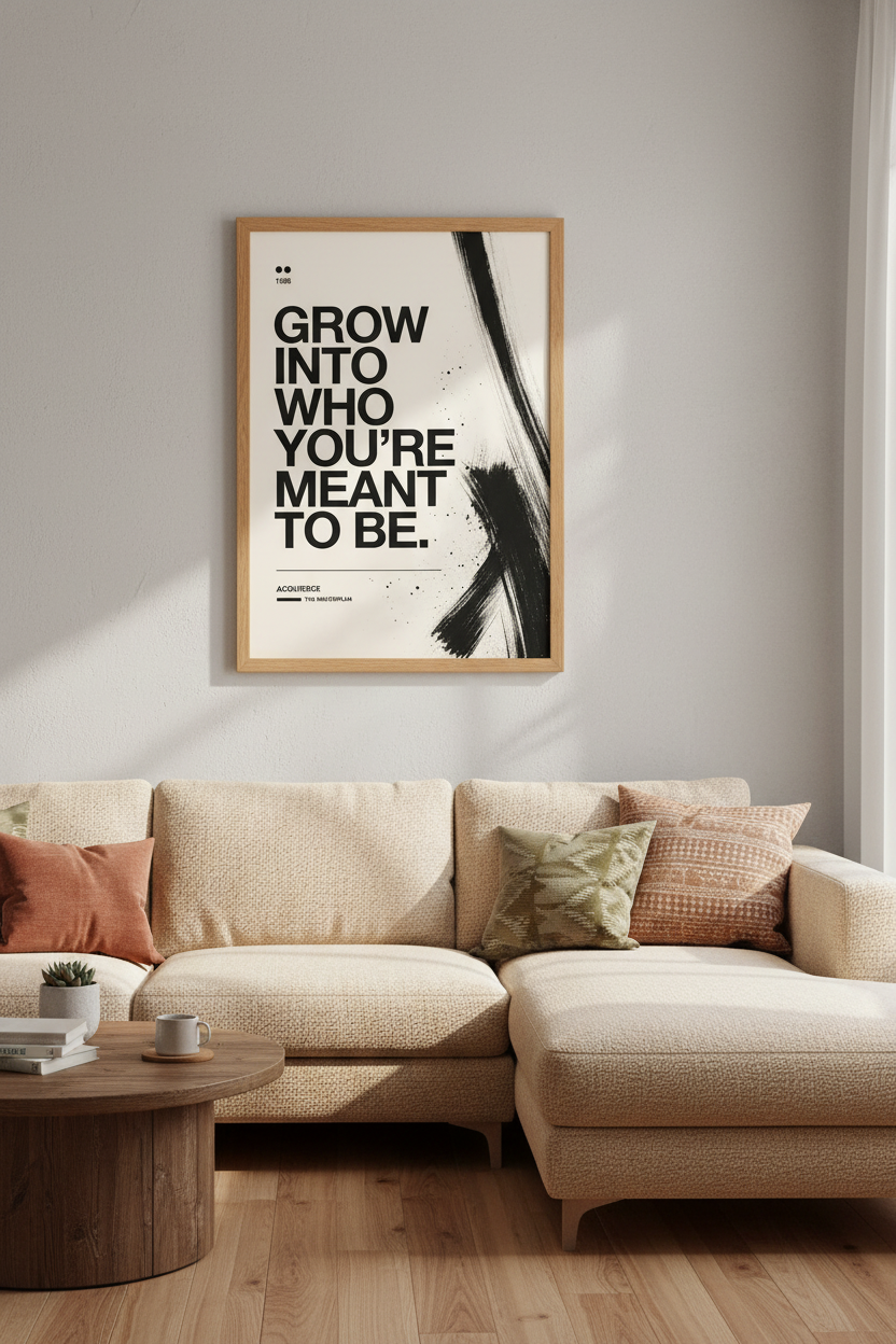 Motivational Quote Typography Print | Modern Black & White Office Decor | Minimalist