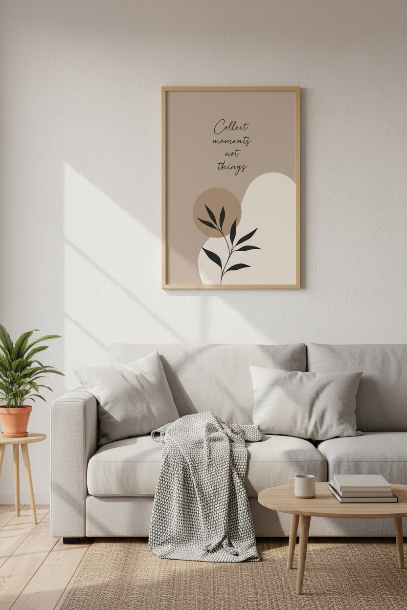 Collect Moments Wall Art Print | Neutral Boho Botanical Decor | Minimalist Poster