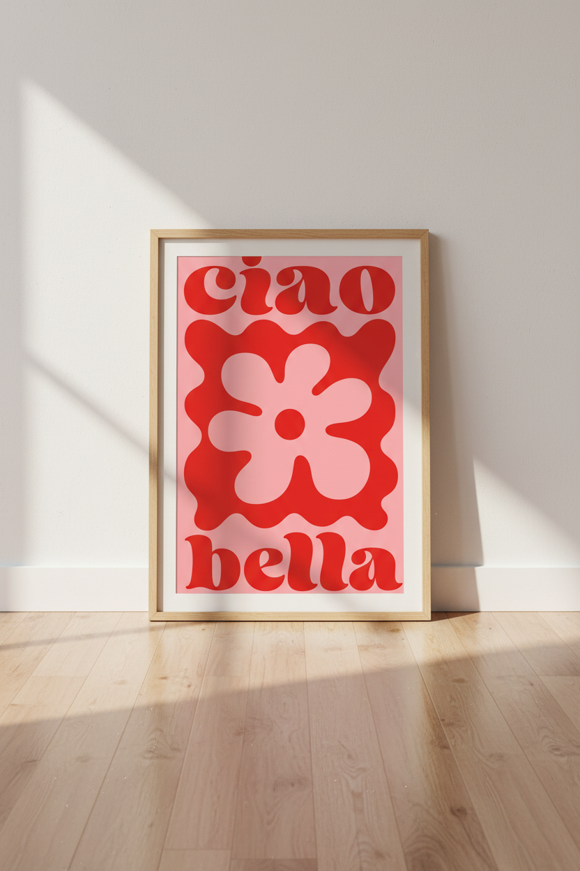 Pop Art Poster | Pink & Red Abstract Floral, Living Room Decor