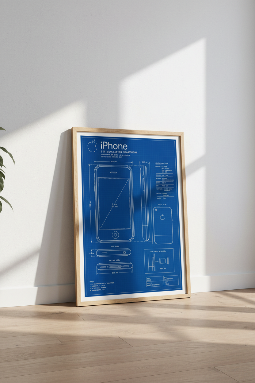 iPhone 1st Gen Blueprint Wall Art | Office Decor | Tech Schematic Poster