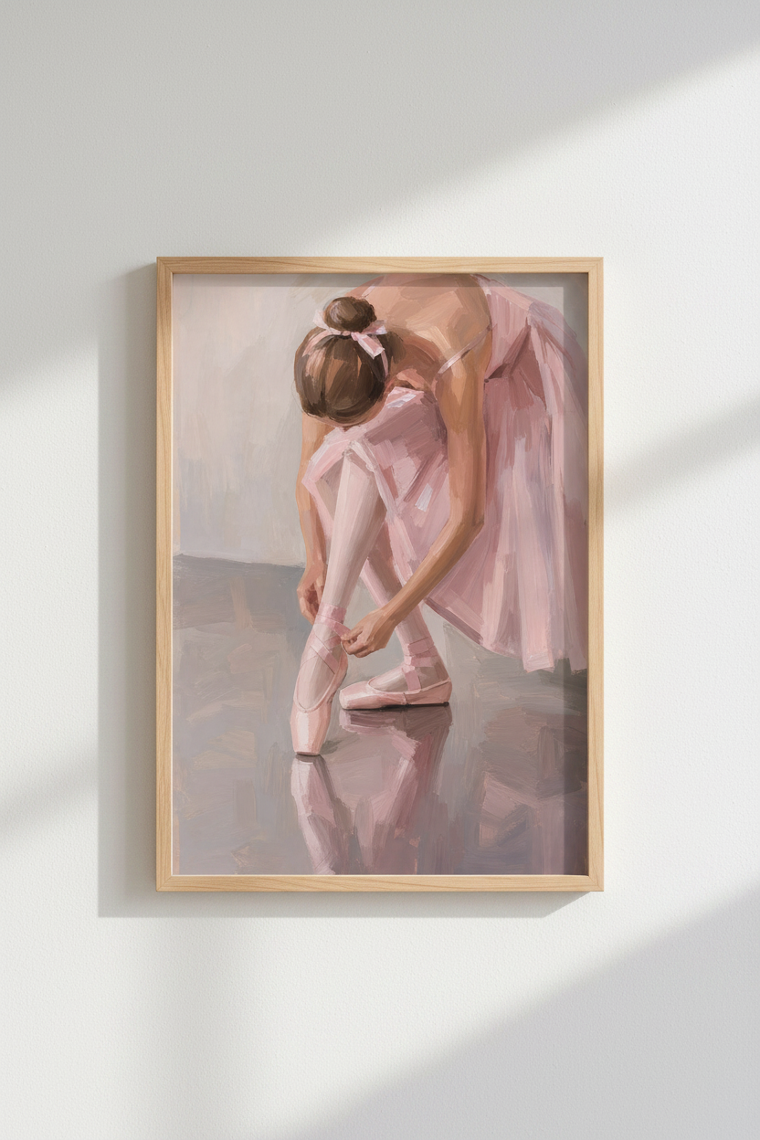 Ballerina Oil Painting Print | Ballet Dancer Poster, Pink Coquette Nursery Decor
