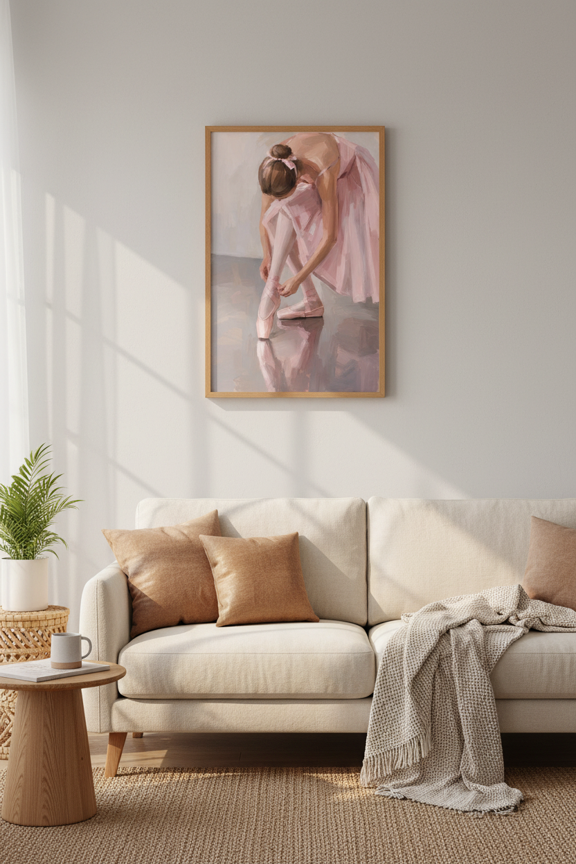 Ballerina Oil Painting Print | Ballet Dancer Poster, Pink Coquette Nursery Decor