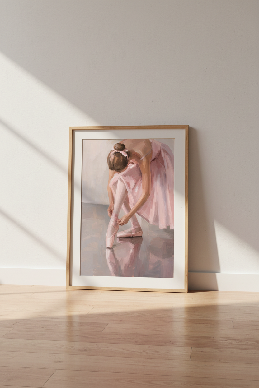 Ballerina Oil Painting Print | Ballet Dancer Poster, Pink Coquette Nursery Decor