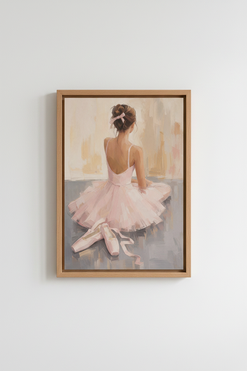 Ballerina Wall Art Print | Pink Ballet Dancer Poster, Nursery & Bedroom Decor