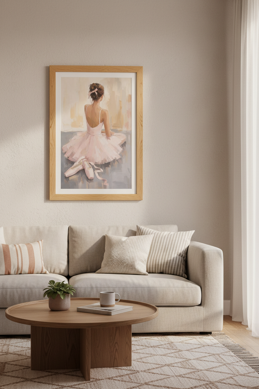 Ballerina Wall Art Print | Pink Ballet Dancer Poster, Nursery & Bedroom Decor