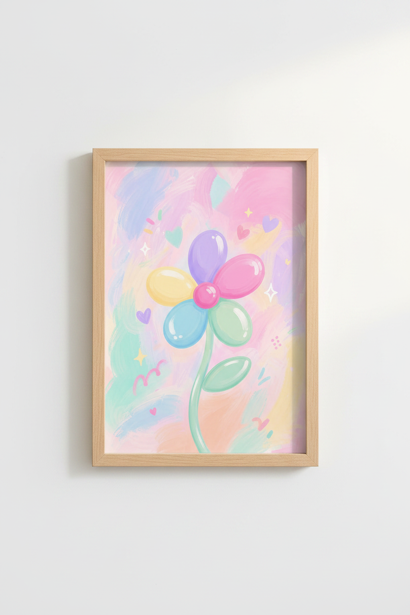 Pastel Aesthetic Wall Art | Colorful Bubble Flower Decor | Y2K Whimsical Poster