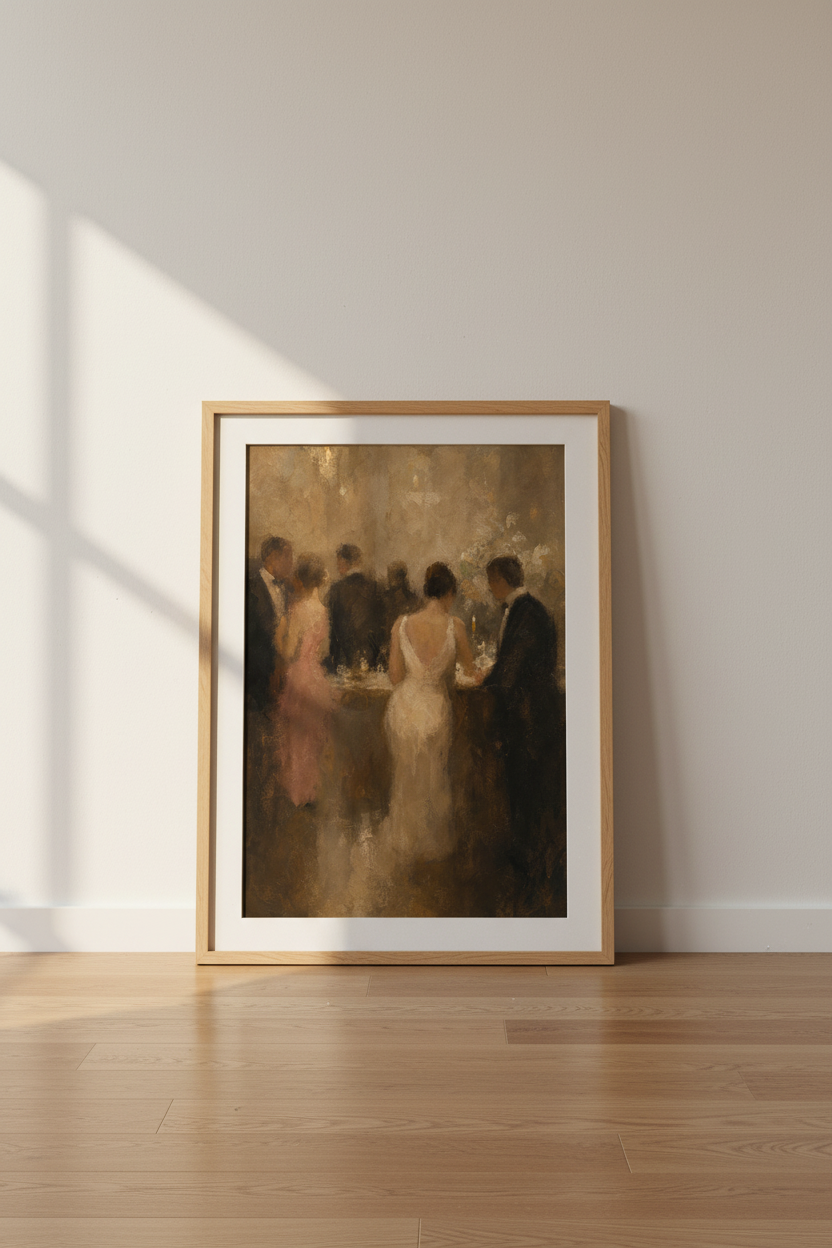 Romantic Wedding Art | Impressionist Warm Tones, Living Room Decor