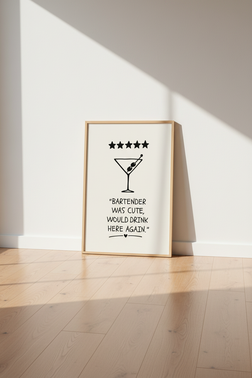 Funny Bar Wall Art Print | Martini Cocktail Decor | Minimalist Poster