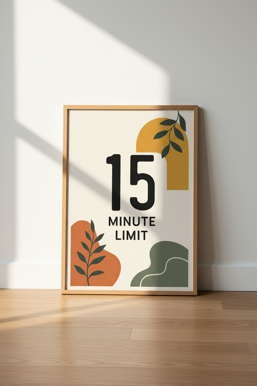 15 Minute Limit Poster | Minimalist Boho Productivity Art | Office & Home Decor