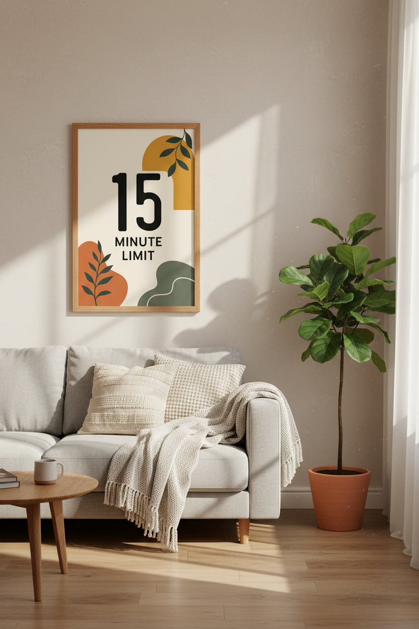 15 Minute Limit Poster | Minimalist Boho Productivity Art | Office & Home Decor