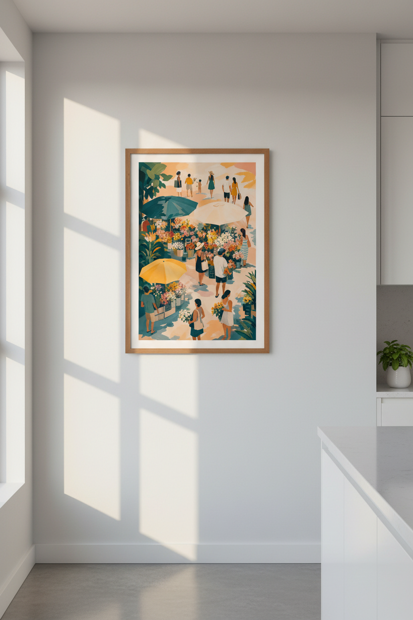 French Market Wall Art Print | Impressionist Floral Market Poster | European Summer Decor