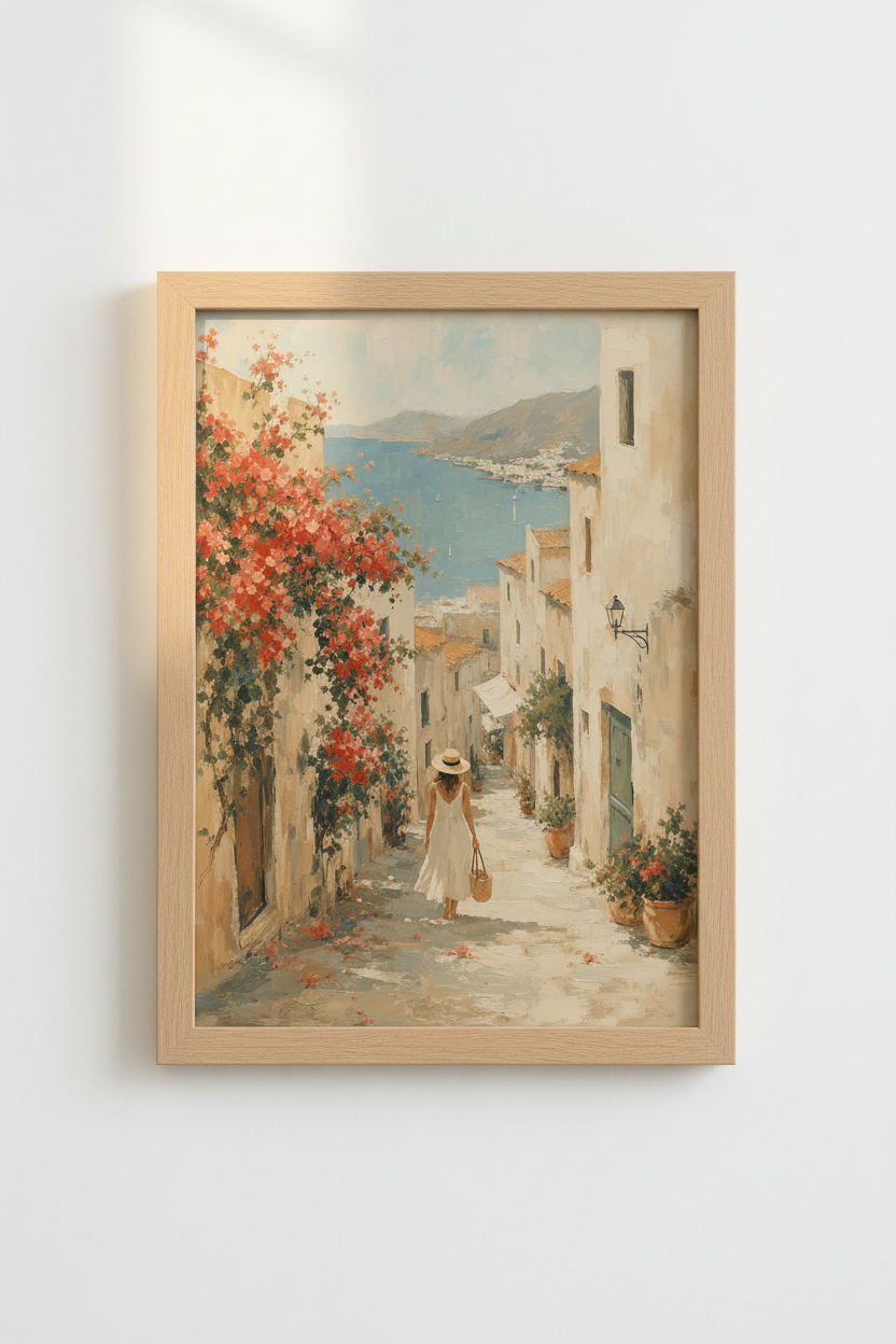 Coastal Italian Landscape Wall Art Print | Mediterranean Decor, Impressionist Poster