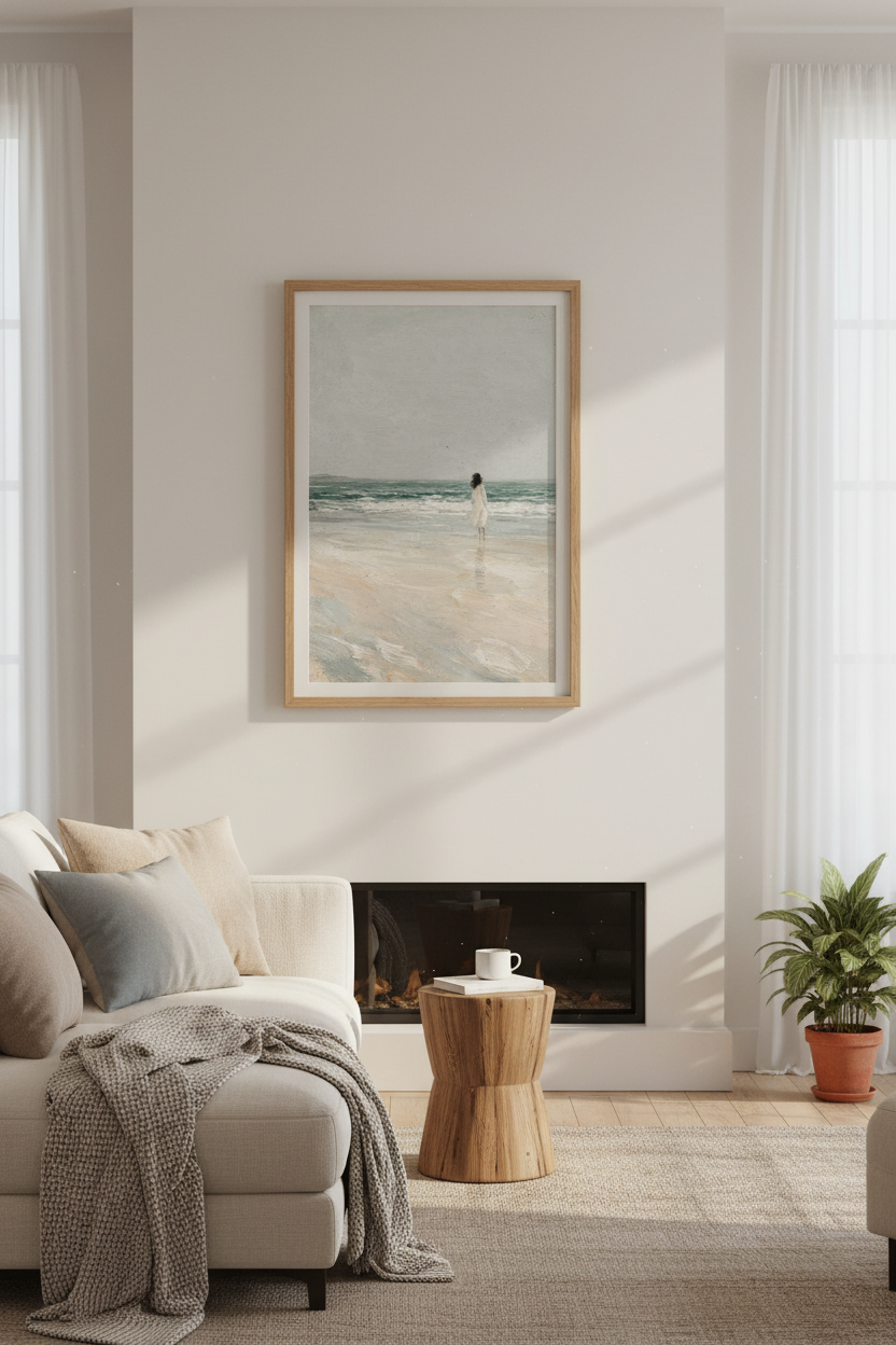 Beach Wall Art Print | Living Room Decor | Soft Pastel Poster